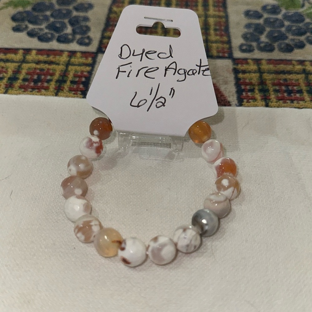 Gorgeous Hand Crafted Dyed Fire Agate Stretch Bracelet